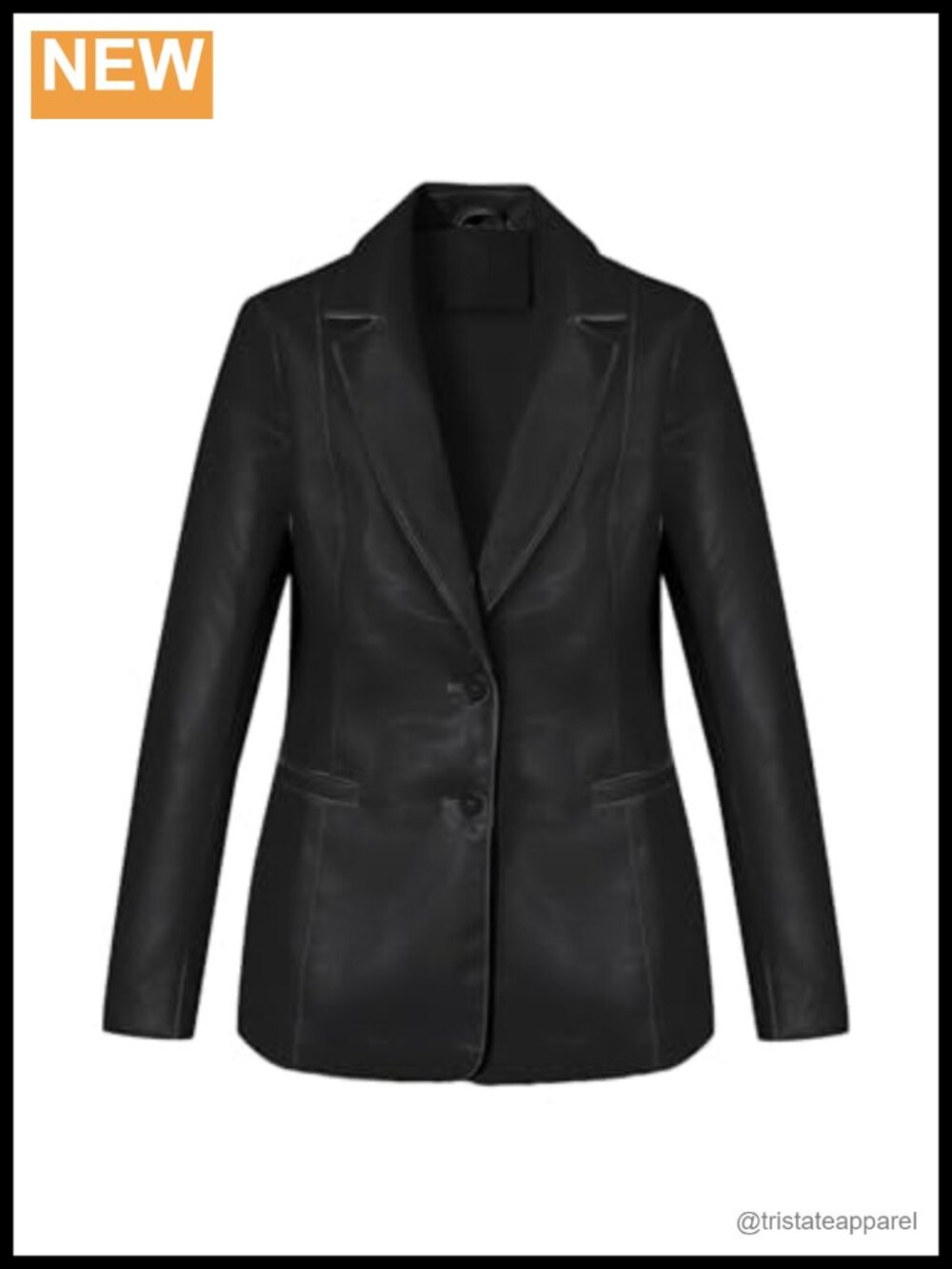 Faux Leather Blazer Open Front Business Casual Jacket Mid-Length Coat with